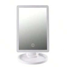 FD Espejo de maquillaje con luces LED, rotación libre de 180 grados, pantalla táctil de brillo ajustable, recargable por USB - Blanco - Ver 5