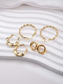 Conjunto De Aretes Chapados En Oro De 18k - Dorado - Ver 5
