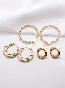 Conjunto De Aretes Chapados En Oro De 18k - Dorado - Ver 3