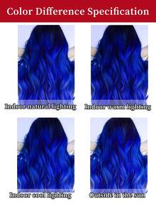 10 kẹp tóc giả nhiều màu, tóc giả xoăn gợn sóng dài 16 inch kẹp tóc tổng hợp, trang phục hóa trang Halloween, tiệc tùng thời trang, lễ hội âm nhạc, quà tặng năm mới cho phụ nữ, trẻ em, bé gái (màu đỏ) - Màu xanh lam - Xem 10