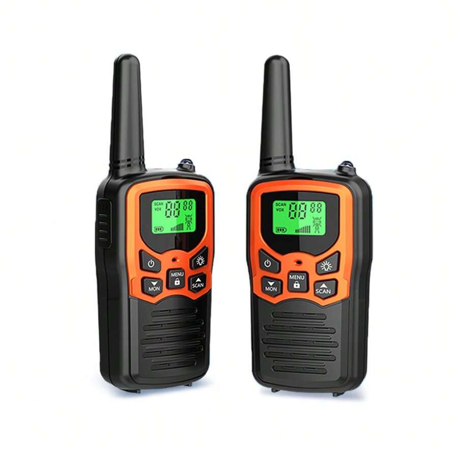 1對迷你對講機,帶lcd顯示屏的便攜式無線對講機,不帶電池,約8公里的開放空間距離,適用於成年人,青少年和家庭戶外露營和遠足活動配件 - 黑色 - 查看 1