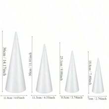 1 pieza Cono de espuma sólida blanco grande para decorar, escenas de cumpleaños y obras de arte DIY con material de espuma de poliestireno - Blanco - Ver 2