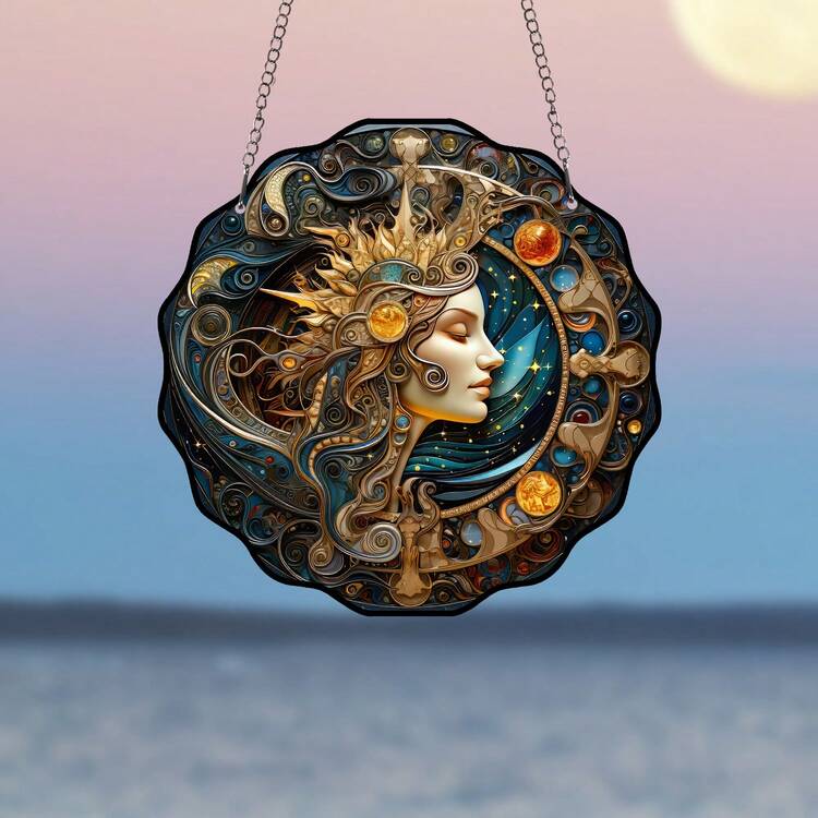 1PC Apollo Suncatcher, Acrylic Window Hanging With Metal Chain For Home Decor,Mythical Garden Suncatchers For Home Decor,Colorful Flowers Suncatchers, Gift For Friends Children Lovers - Style-3 - View 1