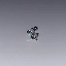 Fashionable Vintage Gothic-Style Red Heart Snake Devil Cross & Rhinestone Decor Stainless Steel Stud Earrings, Sweet And Cool Jewelry Punk Accessories For Women - Multicolor - View 27