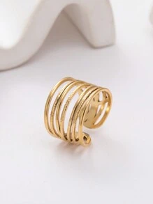 1pc New 18k Gold Plated Design Stainless Steel Women's Ring Party Style Gift