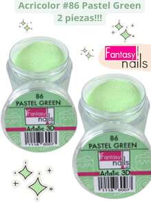 2 Piezas #86 Pastel Green Acrilico Acricolor 3D para uñas Manicura  8 gramos- Fantasy Nails. - verde menta - Ver 2