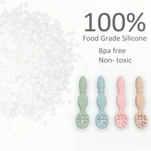 1 thìa silicon màu hồng cho bé, thìa ăn dặm silicon 2 trong 1 cho trẻ mới biết đi, dụng cụ tập ăn dặm có đèn LED giai đoạn đầu, dùng được trong lò vi sóng, tủ lạnh, máy rửa chén, đồ gặm nướu cho trẻ sơ sinh - Hồng - Xem 4