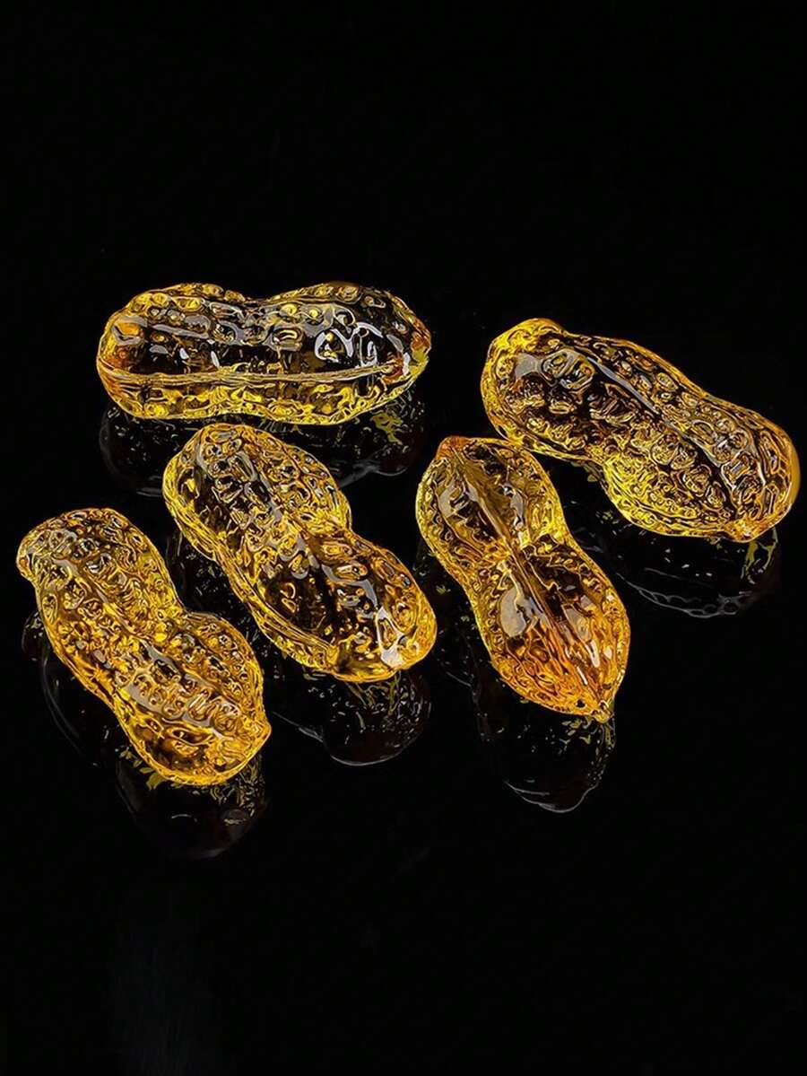 黃色水晶花生型裝飾品,玻璃手工製作,為客廳、婚禮、節日、新娘房帶來好運與創意裝飾 - 黃色 - 查看 1