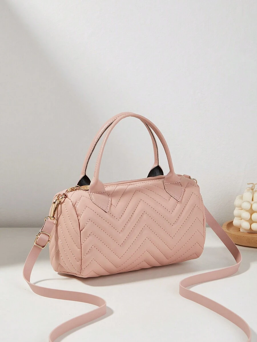 女士新款刺繡手提袋、肩袋、斜挎袋 - 粉色 - 查看 1