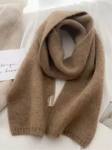 摩卡棕色冬季新款女士經典時尚簡約百搭純色羊毛短圍巾,親膚柔軟保暖,休閒款式 - 摩卡棕 - 查看 1