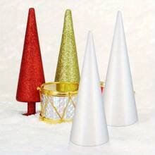 1 pieza Cono de espuma sólida blanco grande para decorar, escenas de cumpleaños y obras de arte DIY con material de espuma de poliestireno - Blanco - Ver 5