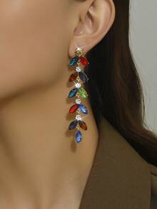 1pair Colorful Ear Of Wheat Design Delicate Long Earrings - Multicolor - View 2