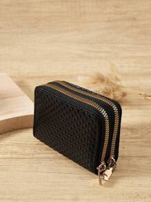 Double Zipper Wallet Pocket Wallet Coin Versatile Coin Wallet Card Holder Card Holder Multi-Card Card Organizer For Storage Credit Cards Lightweight Minimalist Fashion Modern Business For Anniversary For Birthday Gift For Gift For Girls For Lady For Female Bag School Supplies For School Dorm Room & Back To School For Women Wallet Purse Wallet Small Wallet - Black - View 6