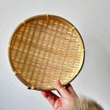 1入組竹製圓形撮箕,小型點心盤,糖果小吃瓜子盤,創意家用圓盤,迷你手工竹盤適用於家居戶外;藤製盤子竹篩盤圓盤家居藝術鑲嵌竹編籃盤鄉村風格食品木項水果盤 - 竹子原色 - 查看 11