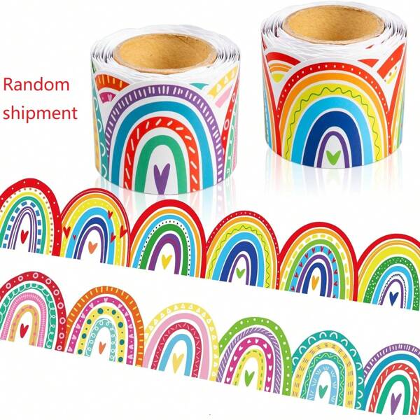 1 Roll/30ft, Bulletin Board Border Decorations - Rainbow Coated Classroom Rolled Border Trim For Classroom Back To School Chalkboard Board Border Decor
