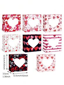 1 Set Of Creative 8 Heart-Shaped Love Letters Love Party Square Window Gift Box And 12 Cards And 10 Meters Of Rope Suitable For Valentine's Day Gift Giving - Multicolor - View 2