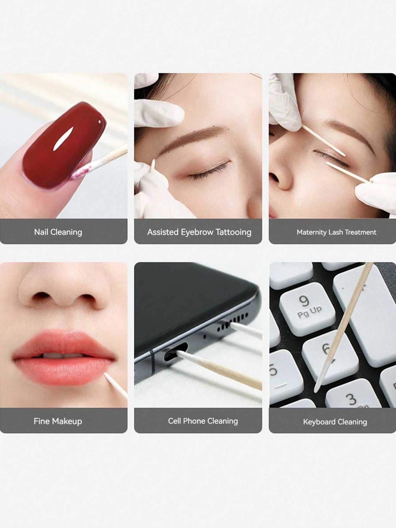 100pcs/Pack SemiPermanent Makeup SingleEnded Cosmetic Stick With Tip