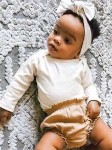 Set 4 Pañaleros Algodón Manga Corta Mamelucos Ropa De Bebés - Rosa - Ver 4