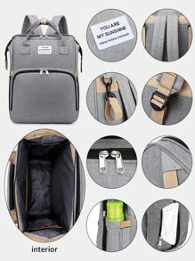Mochila Pañales Cuna Impermeable Multifunción Para Bebe Portátil - Gris - Ver 7