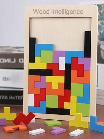 1 套竹制拼图套装，趣味几何形状积木拼图玩具套装，适合成人和儿童，积木玩具，圣诞礼物 儿童>减压玩具，青少年游戏，儿童游戏，儿童玩具>减压玩具，积木