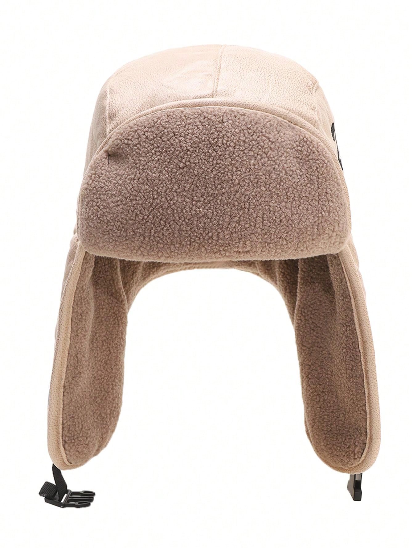 1pc Fashionable Pu Leather Windproof, Waterproof, And Warm Ski Cap With