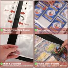 4-Pocket, 400 Pockets Card Binder With 50 Removable Sleeves, Football Basketball Baseball Card Collect Holder For Trading Game Cards, Trading Card Albums - White - View 7