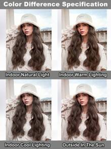 白色木馬捲羊羔毛冷棕色帽子假髮14吋合成纖維女蓬鬆天然合成假髮適合日常配戴 - 棕色 - 查看 6