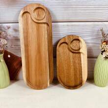 Acacia Wooden Tray For Tea Set, Snacks, Food, Fruits, Kitchenware, Coffee, Jewelry, Restaurant - Brown - View 4