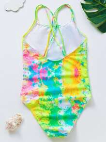 Maiô estilo camisola com estampa tie-dye para meninas adolescentes