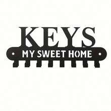 1pc Key Holder Wall Mounted, Black Key Holder For Wall, Decorative Metal Key Hooks Rack For Bedroom, Key Hanger With 8 Hooks For Entryway Aesthetic Room Decor - Keys - View 6