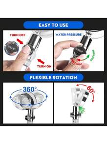Led Shower Head, Handheld High-Pressure Shower, Color Changing With Water Temperature, One-Button Pause Control - Multicolor - View 6