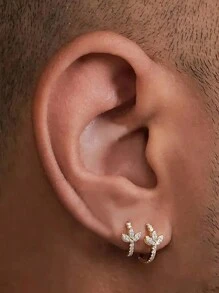 1 Bộ Ba Cánh Sen Đính Đá Cubic Zirconia S925 Bạc Đôi Khuyên Tai Vòng Nữ Tinh Tế Mỹ Bông Tai - Bạc - Xem 1