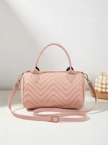 女士新款刺繡手提袋、肩袋、斜挎袋 - 粉色 - 查看 3