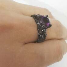 Gothic Đồ trang sức Tím Đỏ  Đen Pha lê Duy nhất Đen Sọ Nhẫn Đối với phụ nữ Quà tặng Giáng sinh - Màu tím - Xem 3