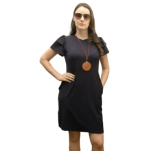 Women Dresses - 海軍藍色短連身裙 - 查看 2