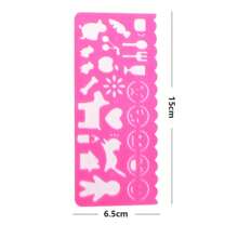 1 Set Of 4 Colors Plastic Drawing Ruler, Creative Multifunctional Drawing Hollow Out Drawing Board Tool Cartoon Animal Pattern Kaleidoscope Art Kit Children Flower Pressing Toy, Random Color Delivery - Pink - View 8
