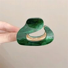 1 件裝時尚幾何鏤空髮夾,大理石圖案髮夾,適合女士高髻、馬尾辮和半髻髮型 - 奶油白色 - 查看 5