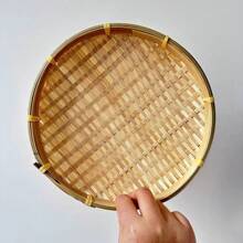 1入組竹製圓形撮箕,小型點心盤,糖果小吃瓜子盤,創意家用圓盤,迷你手工竹盤適用於家居戶外;藤製盤子竹篩盤圓盤家居藝術鑲嵌竹編籃盤鄉村風格食品木項水果盤 - 竹子原色 - 查看 8