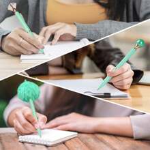 8 Pieces Ballpoint Pen Set Metal Crystal Diamond Pen Glitter Pen For Journaling Black & Blue Ink Pretty Cute Writing Pens Fancy Pens Gifts For Women Office Home Suitable For Pupils, Students, Colleges - 綠色 - 查看 7