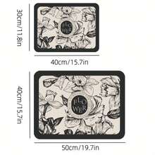 1 Miếng Hoa Thảm Sấy khô Bát đĩa , Mềm mại Thoát nước Tấm lót , Không trượt Siêu hấp thụ Bền chặt Cà phê Máy móc Tấm lót , Thảm thú cưng , Đệm Đối với Mặt bàn Ăn uống Sân trong Trang trí bàn , Nhà  Phòng bếp Quân nhu - Đen và trắng - Xem 4