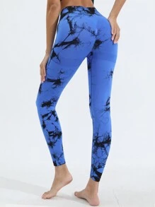 Apretado Para Correr De Cintura Alta, Degradado Con Banda, Mallas Rápidos Y Secos Con Tela Transpirable, Culo De Melocotón, Compresión, Entrenamiento, Aptitud, Pantalones De Yoga Leggins Para Mujer - azul real - Ver 1