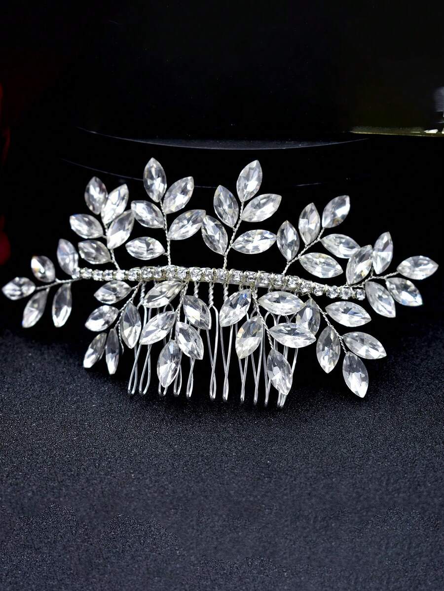 1pc Handmade Crystal Headpiece For Women, Silver/Gold Bridal Hair Comb
