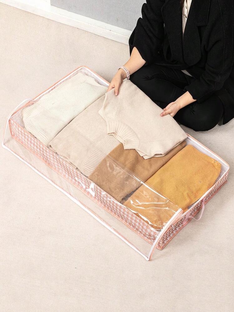 Scatola portaoggetti sotto il letto, con coperchio, 2 pezzi da 600D, con chiusura lampo e maniglie, pieghevole, per vestiti, copriletti, coperte (83,8 x 43,2 x 15,2 cm