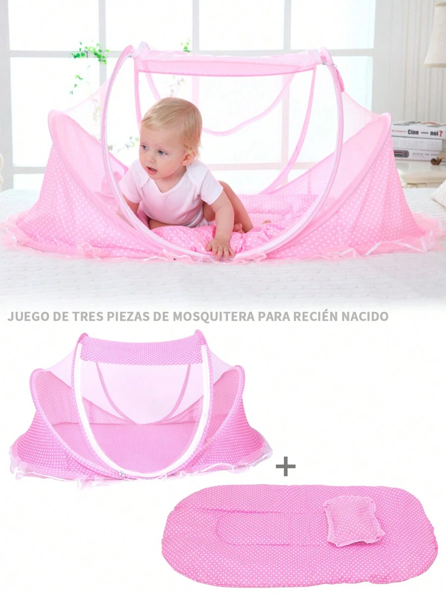 Cuna Moisés Plegable Portátil Mosquitero Bebe Colchon Niños - Rosa - Ver 1