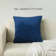 1PC 45CM Square Plush Cushion Cover Diamond Pleated Home Decor Throw Pillow Case Without Fillers - Hot Pink - View 2