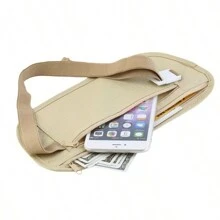 Bolsa Invisible De Cintura De Viaje Para Pasaporte, Funda De Cinturón Oculto De Billetera De  Para Correr, Bolsa De Pecho Para Teléfono, Dinero Y Cintura - Beis - Ver 1