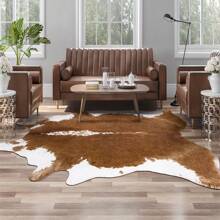 1pc Premium Faux Cowhide Rug, Durable And Large Size Cow Print Rugs, Suitable For Bedroom Living Room Western Decor,  Animal Cow Hide Carpet, - Khaki - View 1