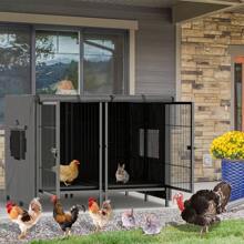 Dog Cage XXL Heavy Duty Dog Box: 2 In 1 Extra Large Pet Cage With Removable Metal Partition And 2 Trays - Indestructible Metal Double Box Dog Kennel Indoor Outdoor For 2 Dogs - Black - View 11