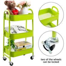 Debao Makeup Cart, Movable Rolling Organizer Cart, 3 Tier Metal Utility Cart, Reseda