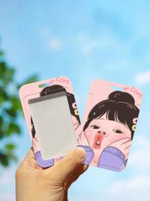 1入組ins風創意卡通校園卡套,可伸縮彈性繩,適合情侶、學生和多種卡片 - 白色 - 查看 3